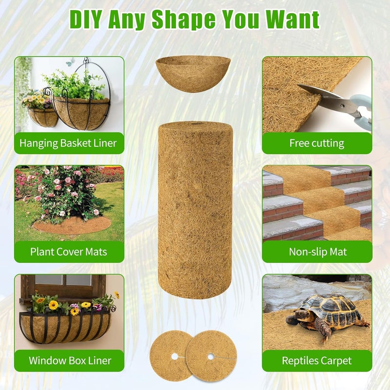 Dovesail Coco Liner Roll 16x80 Inch, Natural Coconut Liners for Planter Flower Basket, Thick Coco Fiber Mat for Hanging Basket, Garden Decoration, Animal Pet Pads, Reptile Carpet - Image 3